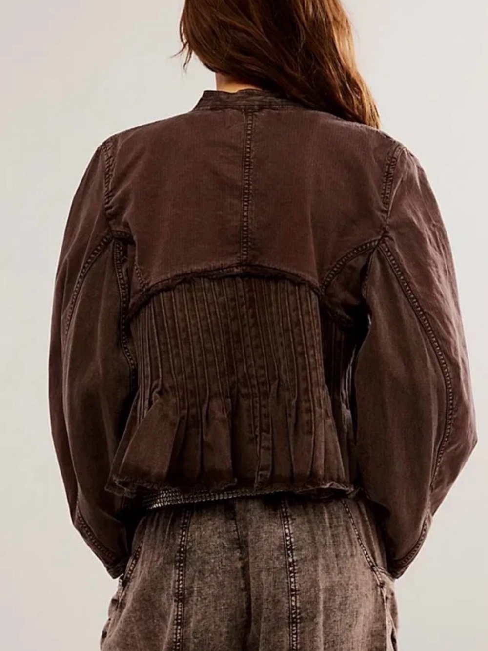 Free People Cassidy Pleated Jacket in Distressed Plum Size L $168 - Picture 2 of 4